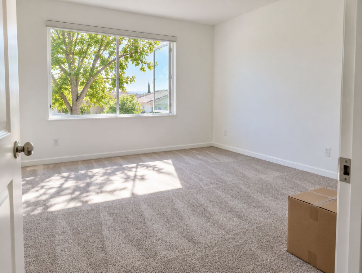 Empty, freshly vacuumed bedroom ready for move-out